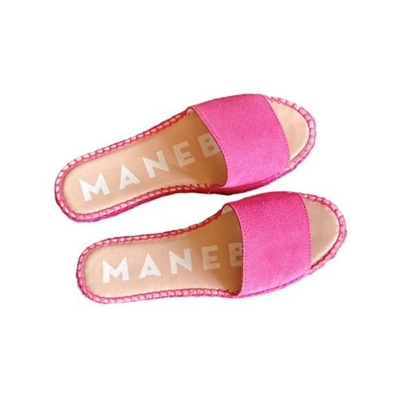 MANEBI EUC Hamptons Suede double sole slides in Bold Pink Size 9.5 - Picture 3 of 5